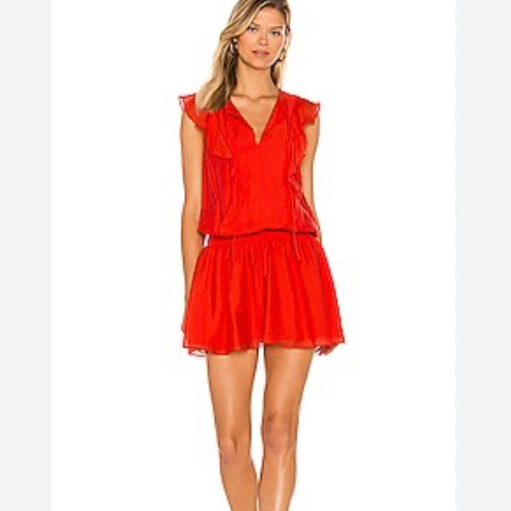 Amanda Uprichard Red/Orange Fluttersleeve Dress P
